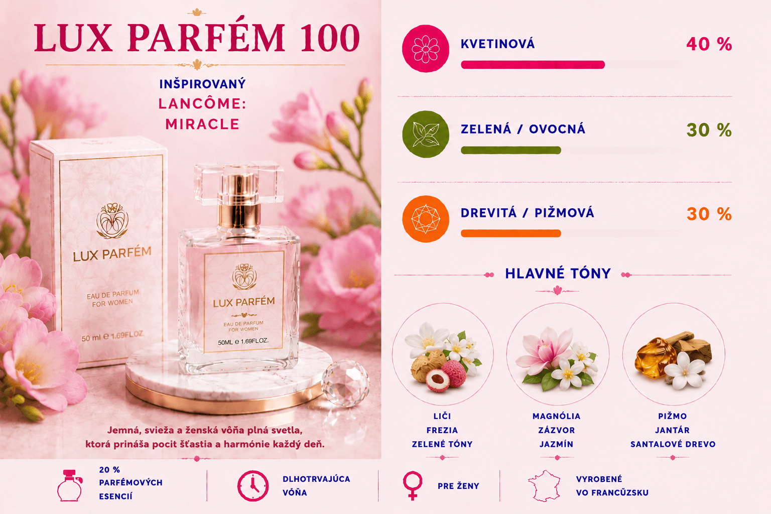 Lux Parfém 100 – Inšpirovaný Lancôme: Miracle